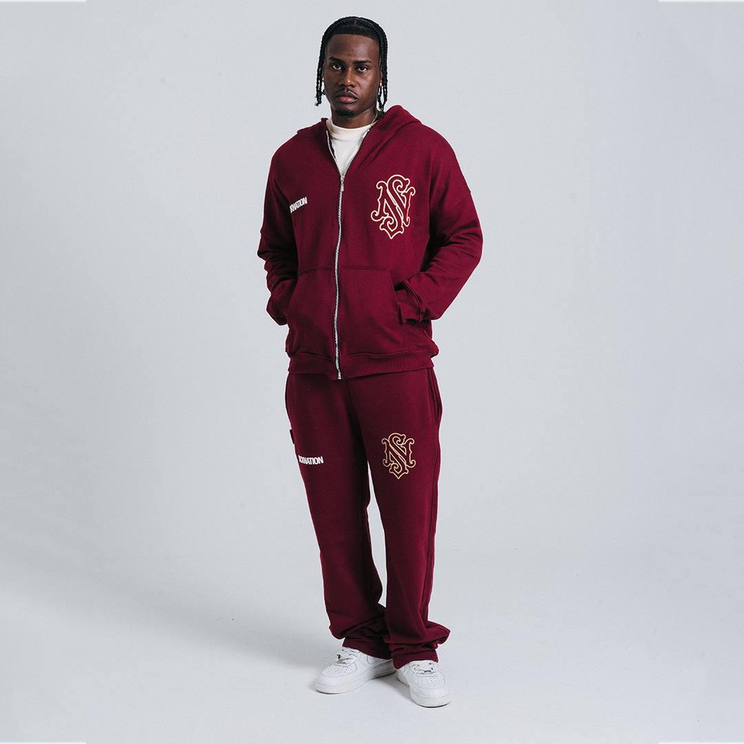 Buzo Zipper Monogram Vino Tinto